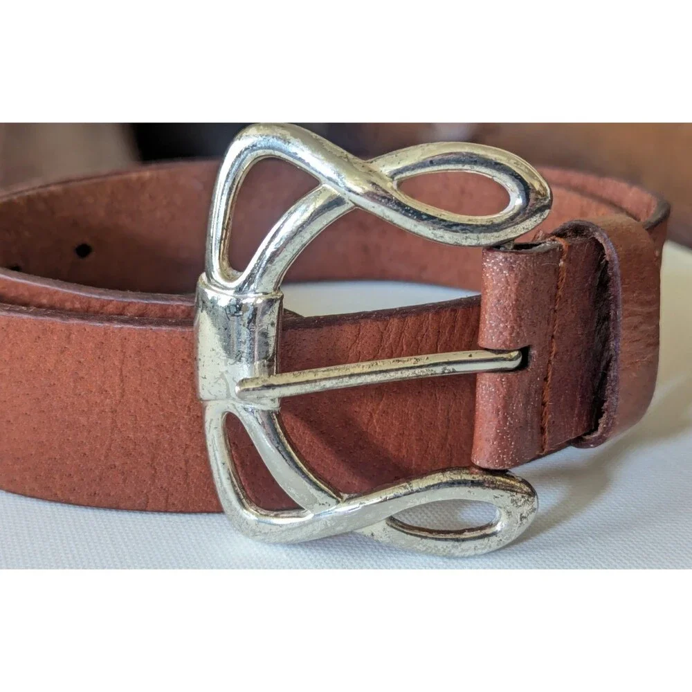 Vtg Silpada Genuine Italian Leather Brown Silver Tone Buckle Belt Women’s Large